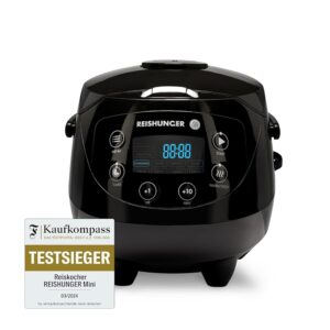 Reishunger Digital Rice Cooker 0.6L, 350W, 220V Multi-Purpose Cooker with 8 Programmes, 7 Phase Technology, Premium Inner Pot, Timer and Warming Function - Rice for up to 3 People