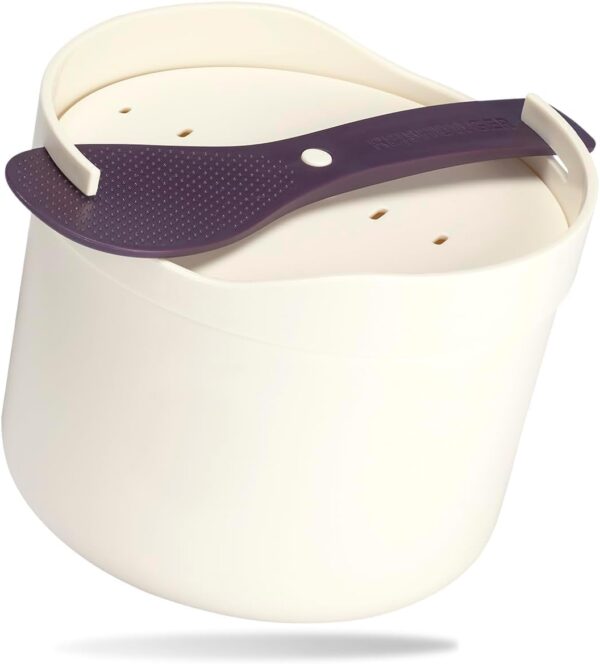 REISHUNGER Microwave Rice Cooker (1.7 L) - White - For Perfectly Cooked Rice in Just 12 Minutes - Dishwasher Safe
