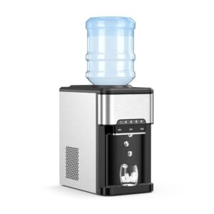 RELAX4LIFE 3-in-1 Water Dispenser, Drinking Water Machine, Cold and Heated, Multifunctional Ice Machine, Ice Dispenser, 19 kg/24 Hours Ice Cube Machine, Quick Ice Preparation