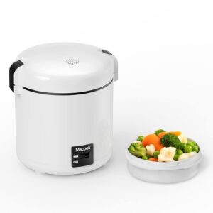 Rice Cooker Small & Bento Box for 1-2 People, (0.3 Litres, 1.5 Cups), Mini Rice Cooker with Removable Pot with Non-Stick Coating, One Touch & Warming Function, 200 Watt (Black)