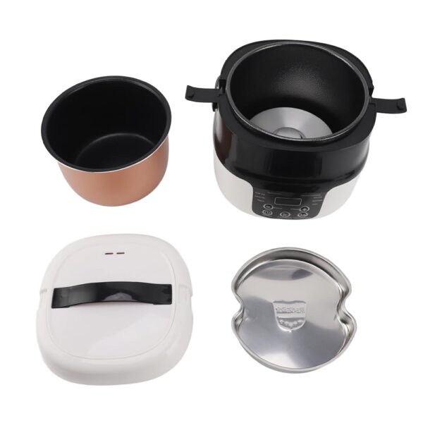Rice Cooker Small Mini Rice Cooker 2L Car with Non Stick Liner 7 Level Heat Control Mini Rice Cooking Pot Portable Cooker for Travel and Camping 12V 24V