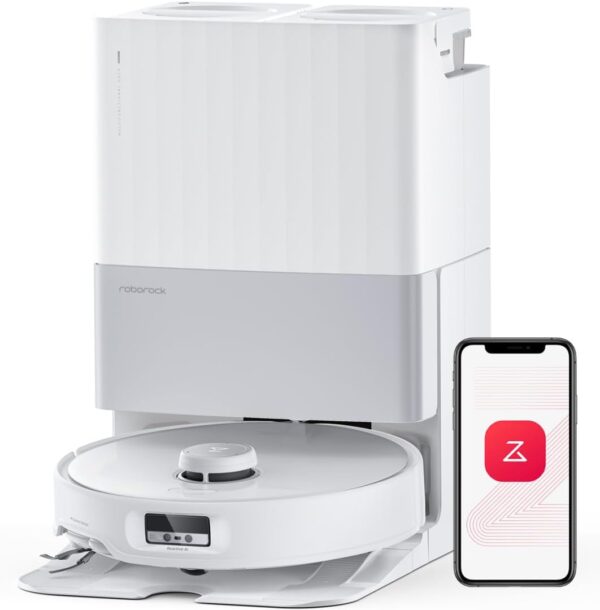 roborock Qrevo Edge Robot Vacuum Cleaner with Mop Function, Dual Anti-Tangle System, AdaptiLift Chassis, 18,500Pa, FlexiArm Design Edge Cleaning, Heatable Mop, 75°C Hot Water...