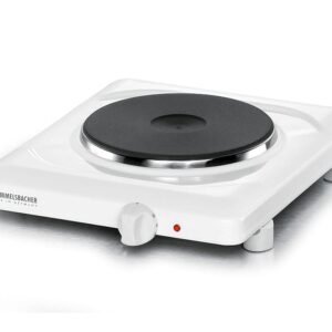 Rommelsbacher Single Cooking Plate Made in Germany, Cast Iron Heating Plate 180 mm Continuously Adjustable, Overheating Protection, 1500 Watt THL1597 White Fire Enamelled