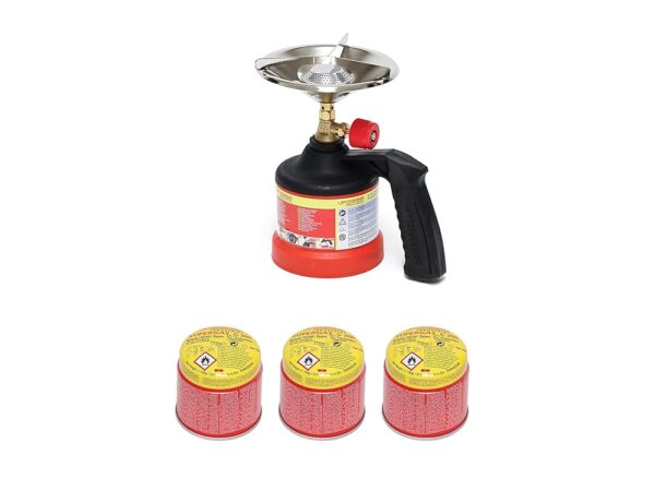 ROTHENBERGER Industrial Scout Camping Stove with/without Super Gas Pierceable Cartridge with Integrated Gas Lock System, Cartridge Cooker, Gas Cooker, Camping, 14 cm Cooking Pad