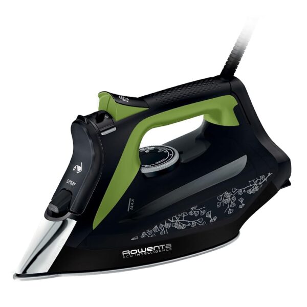 Rowenta Eco Intelligence DW6330 Steam Iron, 2500 Watt, Continuous Steam Release: 45 g/min, Steam Boost: 180 g/min, Microsteam400 HD 3De Laser Sole, Anti-Drip Function, Black/Green