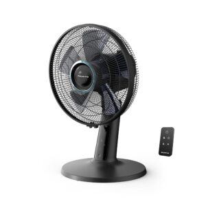 Rowenta Turbo Silence Extreme+ Table Fan, 120° Auto Oscillation, Up to 50% Energy Saving, Effitech Motor, 5 Speed Levels, 8H Timer, Compact Design, Quiet, Black, VU2750F0