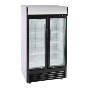 Royal Catering Drinks Fridge Beverage Bottle Cooler RCGK-B630-2 (630 L, 350 W, 8 shelves of 53 x 39,5 cm, Self-closing glass swing doors, Temperature range 2–8 °C)