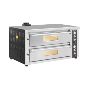 Royal Catering Electric Pizza Oven 2 Baking Chambers 450 °C 13 200 W for 6 Pizzas with Diameter 33 cm Separately Adjustable Top and Bottom Heat Fireclay Stone Stainless Steel...