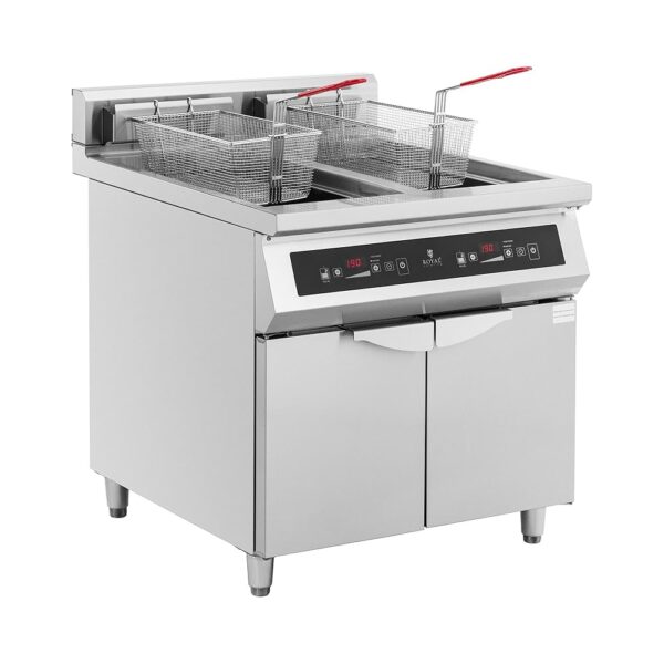 Royal Catering Induction Fryer 60 L Oil Capacity 20,000 W LED + Timer Double Fryer Gastro Fryer Grease Maker