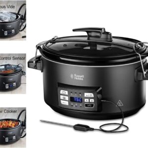 Russell Hobbs 3-in-1 Multi-Purpose Cooker (Sous Vide Cooker, Slow Cooker, Casserole Dish with Core Temperature Sensor), Dishwasher Safe, 6.5 L Ceramic Pot, Digital Display,...