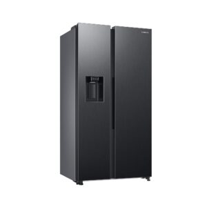 Samsung Side-by-Side Fridge with Freezer, 178 cm, 635 L, AI Energy Mode, Water and Ice Dispenser, No Frost+, Premium Black Steel, RS6GA854CB1/EG