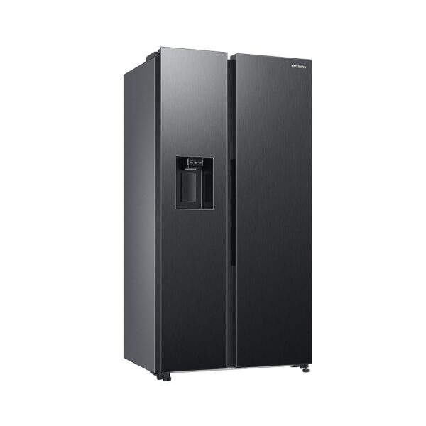 Samsung Side-by-Side Fridge with Freezer, 178 cm, 635 L, AI Energy Mode, Water and Ice Dispenser, No Frost+, Premium Black Steel, RS6GA854CB1/EG