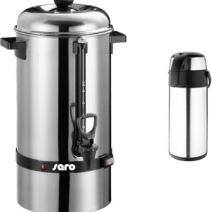 Saro 317-1000 Gastro Coffee Machine with Round Filter Model Saromica 6005 Industrial Coffee Machine & Olympia Pump Action Airpot Hot Drink Dispenser 5 Litres