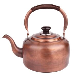 SCIBOR Retro Kettle, Induction Whistling Kettle, Vintage Copper, Whistling Heavy Gauge Thick Copper Kettle for Induction Cooker, Gas Stove (5L)