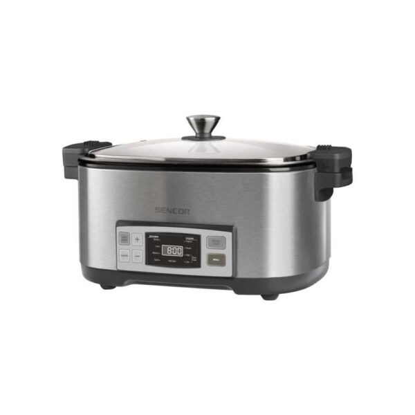 SENCOR SPR 5500SS Slow Cooker, 1350 Watt, Cooking Container, 4 Adjustable Cooking Functions, Stainless Steel
