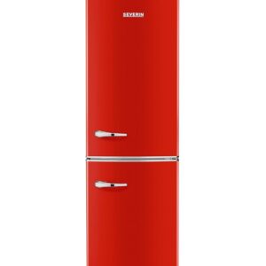 SEVERIN RKG 8997 [EEK E] Double Door Fridge & Freezer Retro Design with Chrome Detailing, No Frost + Fast Cooling/Freezing Function, LED Illuminated, Cooling Range 0-8°C, 315L...