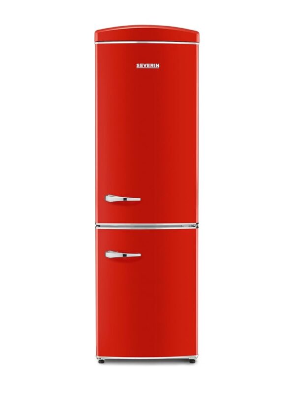 SEVERIN RKG 8997 [EEK E] Double Door Fridge & Freezer Retro Design with Chrome Detailing, No Frost + Fast Cooling/Freezing Function, LED Illuminated, Cooling Range 0-8°C, 315L...