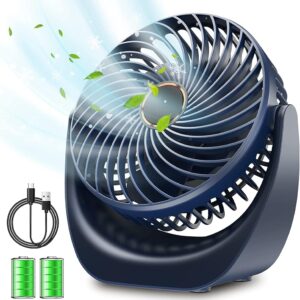 SHAVINGFUN Table Fan, Mini Fan, USB Fan, Table Fan, 4000 mAh Rechargeable Battery, 5 Speed Levels, 360 Rotatable Adjustable for Bedroom, Office, Quiet Fan