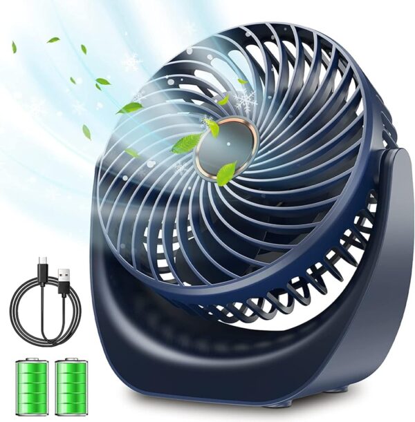 SHAVINGFUN Table Fan, Mini Fan, USB Fan, Table Fan, 4000 mAh Rechargeable Battery, 5 Speed Levels, 360 Rotatable Adjustable for Bedroom, Office, Quiet Fan