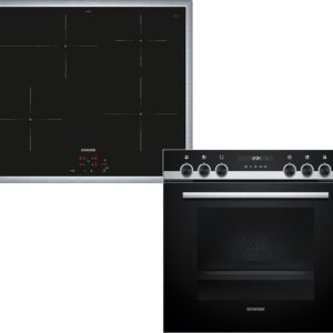 Siemens EQ522IB01 Built-In Cooker Set, Consisting of HE517BBS4 Hob, 60 x 60 cm, Hydrolysis Self-Cleaning and Automatic Baking, EI645CFB6E Induction Hob, Roasting Zone, Stainless...