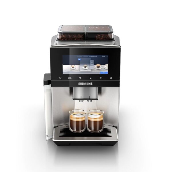 Siemens Fully Automatic Coffee Machine EQ900 TQ907D03, 36 International Coffee Specialities, Individual Grinding Level, App Control, Large Full-Touch Display, Stainless Steel