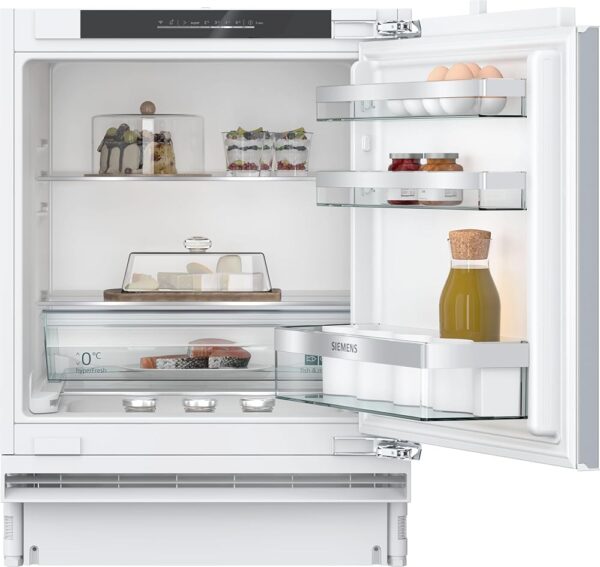 SIEMENS KU21RADE0, iQ500 Smart Undermount Fridge without Freezer, 82 x 60 cm Recess 134 L, HyperFresh Drawer, Bottle Holder, Very Quiet 35 dB, SoftClose Flat Hinge with Soft Feed