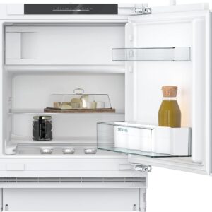 SIEMENS KU22LVFD0, iQ300 Smart Undermount Fridge with Freezer, 82 x 60 cm Recess 110 L, Bottle Holder, Safety Glass Shelves, Quick Cooling, Very Quiet, LED Lighting, Flat Hinge