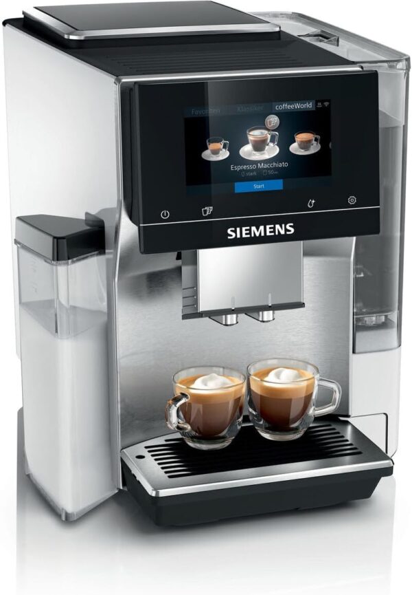 SIEMENS TQ705R03 Espresso Grinder - EQ.700 Integral - 20 Recipes - 6 Grinding Levels - 3 Temperatures - Touchscreen - 350 g Bean Container