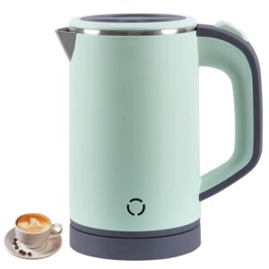 Small Kettle, 800 ml, Travel Kettle, 5 Minutes Quick Cooking, Portable Mini Camping Kettle, Quiet Travel Teapot Made of Stainless Steel (Green)