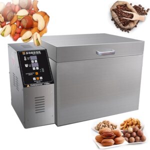 SMRHBWXS Elektrischer Nuss-Toaster 1800/2400/3000 W, Edelstahl, 0-350 °C und Timer von 999 Minuten, für Kaffee, Kastanien, Erdnüsse, Bohnen (2000 g)