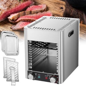 SMRHBWXS Kommerzieller elektrischer Steakofen mit 10 Schichten, innen 20 x 30 x 21 cm, einstellbar auf 800 °C, 10-Minuten-Timer für Rindfleisch und Gemüse