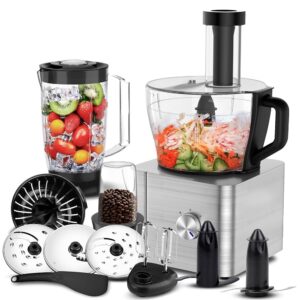 Sndoas Multifunctional Food Processor, 1100 W Food Processor Compact Food Processor 11 in 1 Include Food Processor Chopper, 3.2 L Mixing Bowl & 1.5 L Mixer Cup, Grinder, Whisk,...