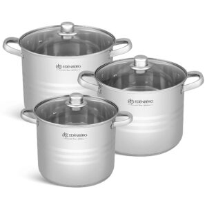 Stainless Steel Cookware Set of 6 - High Quality Set for Versatile and Energy Efficient Cooking