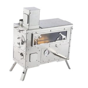 Stainless Steel Wood Stove for Hot Tent, Outdoor Cooking Stove, Foldable and Lightweight Wood Stove for Picnic, Hiking, Backpacking, BBQ