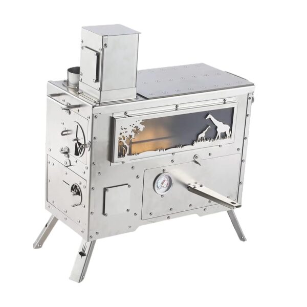 Stainless Steel Wood Stove for Hot Tent, Outdoor Cooking Stove, Foldable and Lightweight Wood Stove for Picnic, Hiking, Backpacking, BBQ