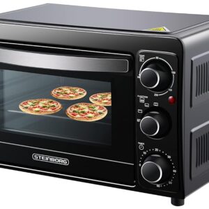STEInBORG Mini Oven 15 Litre Pizza Oven 3-in-1 Oven Mini Oven Mini Oven Crumb Tray Top/Bottom Heat Energy Saving 60 Minutes Timer