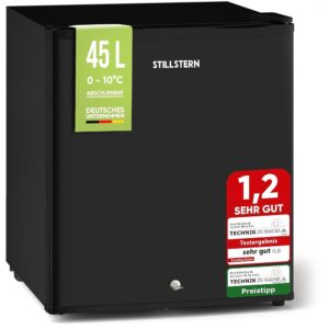Stillstern Mini Fridge E 45 L with Automatic Defrosting, Lock, Frost Compartment, Quiet, Ideal for Kitchen, Office, Bedroom, Hotels and Small Apartments Fridge Small Mini Bar...