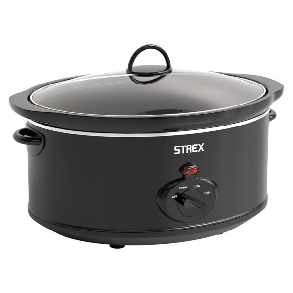 Strex Slow Cooker 3.5 L - Removable Ceramic Inner Container - Keep Warm Function - Slow Cooker - Black