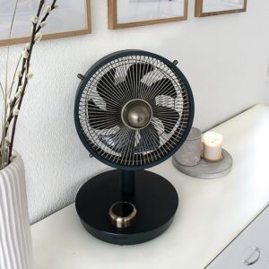 Stylies Cepheus Table Fan - Test Winner 2023 - Quiet & Powerful - 12 Levels, Oscillation, Timer - Compact Fan for Office & Home - 24W, 25.5 cm, Anthracite