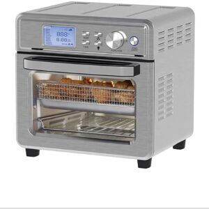 SUREKYA Air Fryer 1800W Digital LCD Display Temperature Control Stainless Steel 16 in 1 Large Capacity Keep Warm Silver