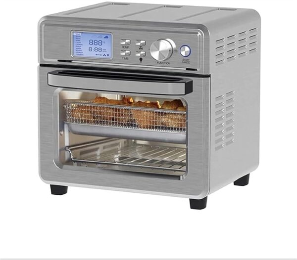 SUREKYA Air Fryer 1800W Digital LCD Display Temperature Control Stainless Steel 16 in 1 Large Capacity Keep Warm Silver