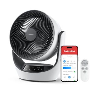 SwitchBot Smart Table Fan, 22 dB Quiet USB Fan, Alexa/Google/Siri Compatible (Hub Required), 4 Modes, 9 Hours Timer, Energy Efficient Battery Circulation Fan