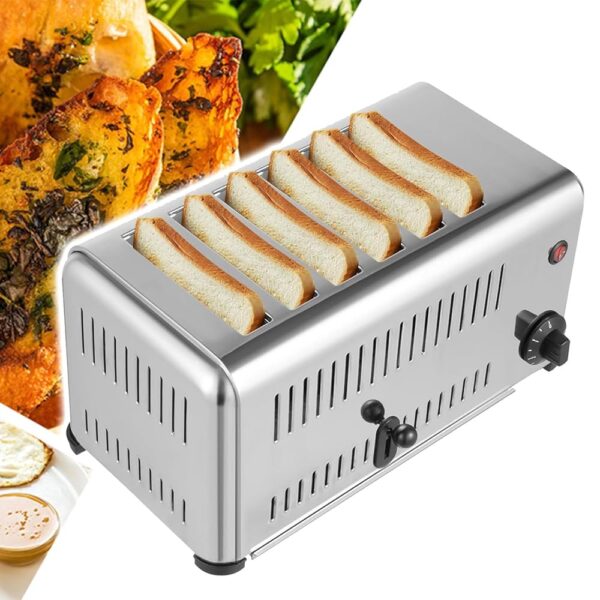 SXYKXYDL 4 Slice Toaster, Toaster 4 Slices Wide Slot/6 Slot Toaster Commercial with Time Function, Home Kitchen Toaster with Removable Crumb Tray, 6 Slices