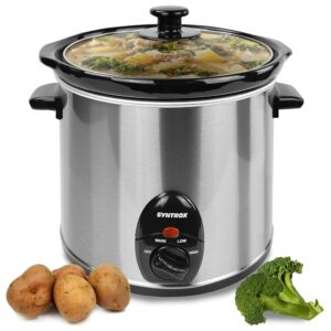Syntrox Germany Slow Cooker Slow Cooker 3 Litres with Warming Function, Glass Lid and Robust Ceramic Bowl 200 Watt