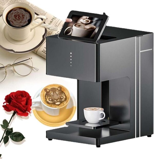 Table Coffee Printer, Food Printer with WiFi Smart Touch Screen, 3D Digital Inkjet WiFi Photo Printing Machine, Personalised Designs of Coffee, Bread, Macarons