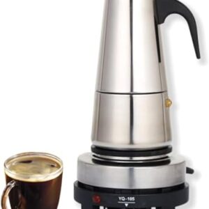 Taozhiyy Espresso Maker, Stainless Steel, Electric Coffee Maker, Mocha Pot for 4 Cups, 200 ml, with Induction Cooker, Espresso Pot, Household Espresso Maker, Dishwasher Safe