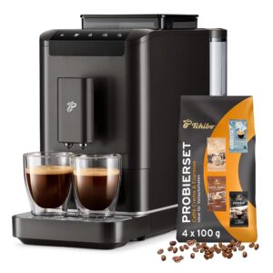 Tchibo Esperto2 CaffÃ¨ Fully Automatic Coffee Machine with 2-Cup Function for CaffÃ¨ Crema and Espresso, Granite Black - Includes Coffee Tasting Set