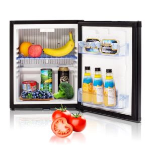 Techomey Camping Fridge 12 V 230 V, 30 L, 12 V Fridge with Lock, Quiet Fridge, Portable, Caravan Fridge for Travel, Camping, Hotel and Office, Black