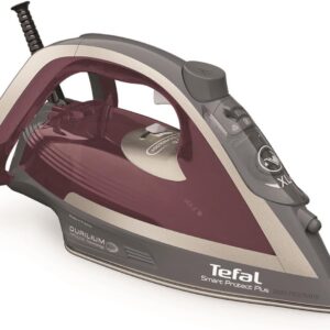 Tefal Smart Protect Plus Steam Iron, 2800 W, Continuous Steam Output of up to 40 g/min, Automatic Shut-Off, Vertical Steam, Durilium Airglide Soleplate, Wine Red/Grey, FV6870