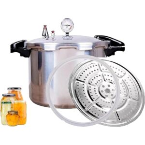 THEGA 15/22 L Schnellkochtopf, Einkoch- Und Wasserbad-Einkocher | Druckmesser Und Druckregler | Kompatibel: Erdgas, Offene Flamme Und Druckablass 10 PSI (+/- 5%)(22L)